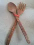 голяма дървена лъжица и вилица   20/1, снимка 1
