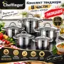 Комплект тенджери Cheffinger – 8 части инокс с капаци, за всички видове котлони., снимка 1