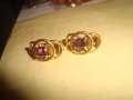 ПОЗЛАТЕНИ БРОНЗОВИ с ФАСЕТИРАН АМЕТИСТ АРТ-НУВО КЛИПС ОБЕЦИ ВИНТИДЖ БИЖУТА 23763, снимка 4