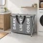 Сгъваем кош за пране с 3 отделения и капак, 130 l, снимка 1