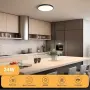 Нова лампа Кръгъл LED Плафон 30 см 24W 4000K Черен Дървен Таванен Осветител стая хол, снимка 7