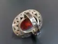 Стар, масивен, сребърен пръстен с кехлибар., снимка 4