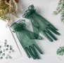 къси тъмно зелени ръкавици, снимка 1 - Ръкавици - 44375639