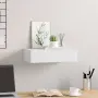 vidaXL Стенен рафт с чекмедже, бял, 40x23,5x10 см, МДФ, снимка 3