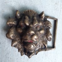Уникална стара бронзова тока катарама лъвска глава, снимка 2 - Антикварни и старинни предмети - 41397236