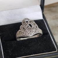 Сребърен пръстен с маркизити , снимка 2 - Пръстени - 41606252