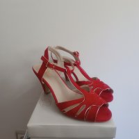 Дамски сандали Batа, естествена кожа червено и златно, 40 номер, снимка 3 - Сандали - 41751036