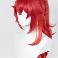 Аниме червена перука Diluc, снимка 4 - Аксесоари за коса - 44667070