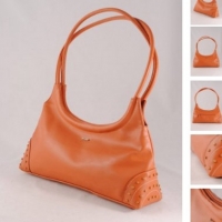 Оранжева чанта , естествена кожа, снимка 2 - Чанти - 36058253
