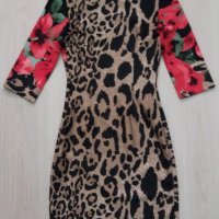 УНИКАЛНО КРАСИВА рокля по тялото в леопардов принт на цветя, снимка 2 - Рокли - 41890717