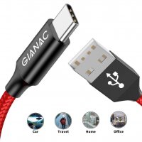 GIANAC USB C кабел, найлоновa oплетка, кабел за бързо зареждане​, снимка 1 - USB кабели - 40199172