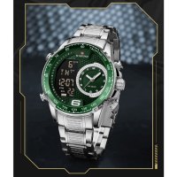 Мъжки часовник Naviforce, Неръждаема стомана, Хронограф, Зелен / Сребрист, снимка 5 - Мъжки - 41686568