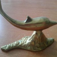 Фигура на месингов делфин, снимка 2 - Други ценни предмети - 35706856