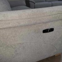 Комплект светло сиви дивани от плат две тройки, снимка 3 - Дивани и мека мебел - 44297942