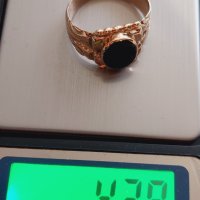Златен пръстен 14к.с гема(камея)на оникс, снимка 13 - Пръстени - 44478489