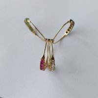 Златен пръстен с рубини, изумруди, сапфири и топази, снимка 8 - Пръстени - 38716397