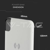 Външна Батерия Безжично Зареждане Дисплей Бял цвят V-TAC - 8000 mAh , снимка 8 - Оригинални батерии - 40335840