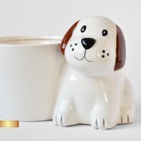 Керамична кашпа с куче / Подарък за любителка на кучета / Кашпа за цветя с форма на куче, снимка 9 - Декорация за дома - 40513375