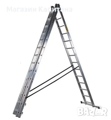 Стълба трираменна 3х14стъпала 11,50м. раб. височ., снимка 1