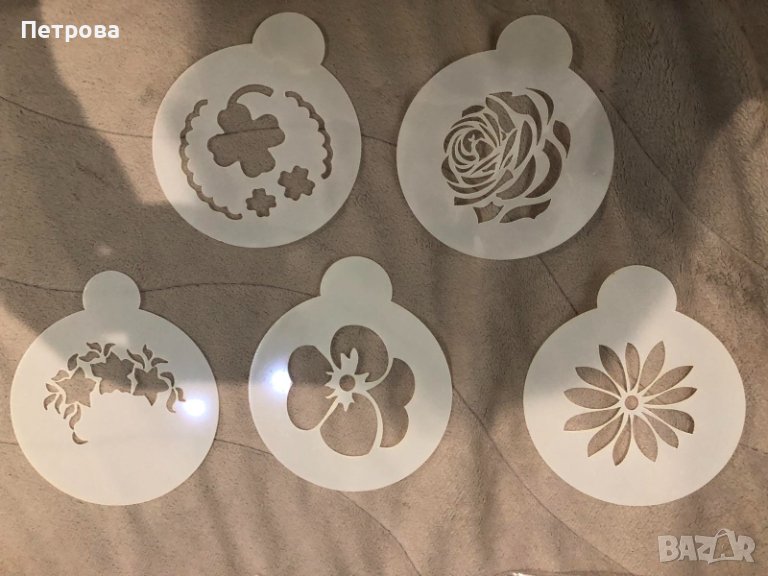 Шаблони с цветя за декорация на сладки, кафе, мляко и капучино, снимка 1