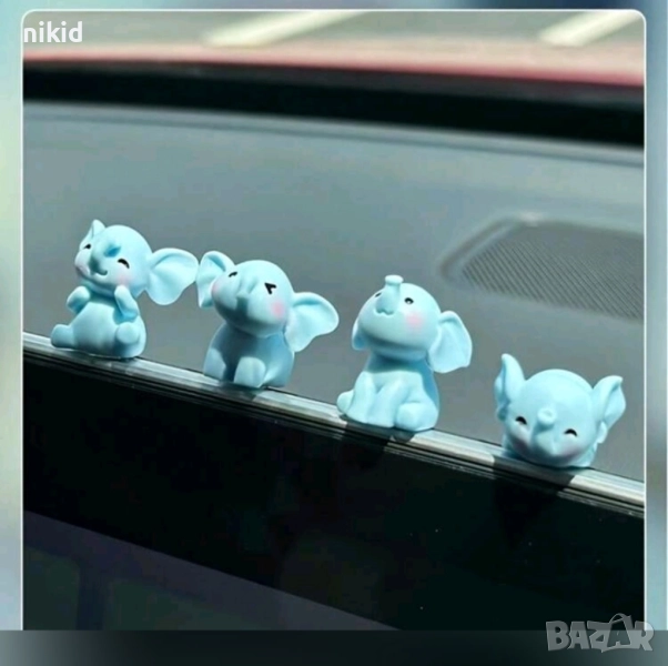 4 бр слончета син слон пластмасови малки фигурки фигурка за украса декорация, снимка 1