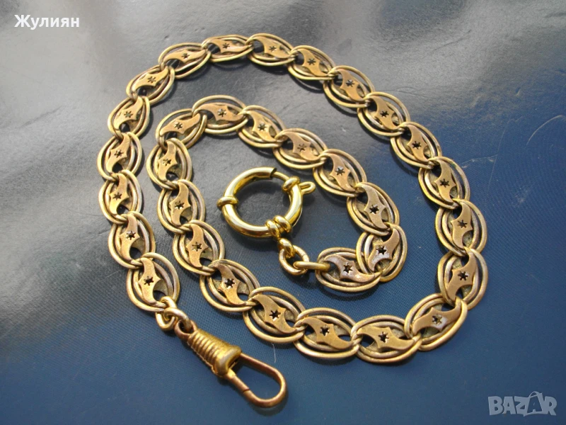 СТАР ПОЗЛАТЕН КЮСТЕК ЗА ДЖОБЕН ЧАСОВНИК , снимка 1