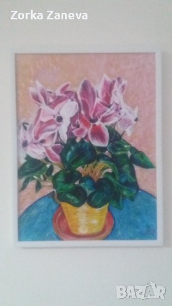 цветя-авторска картина 40/30 в рамка, снимка 1