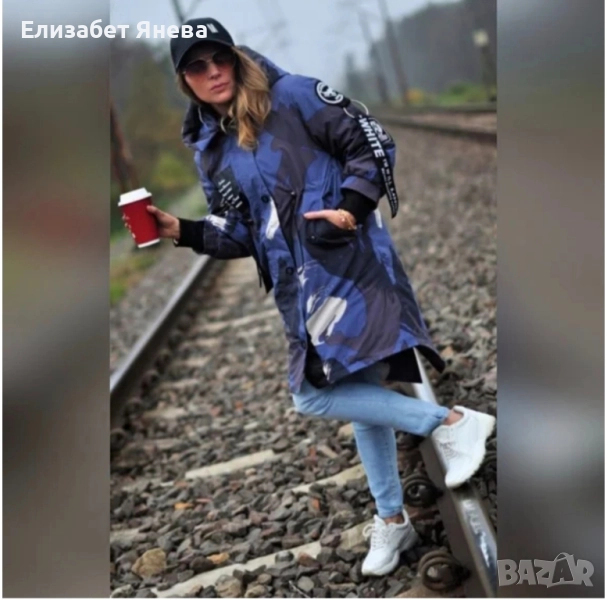 Ефектно дълго яке с цип и тик-так копчета, снимка 1