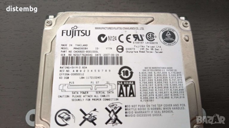  Твърд диск  Fujitsu MHV2060BH 60GB SATA/150 5400RPM 8MB 2.5" , снимка 1