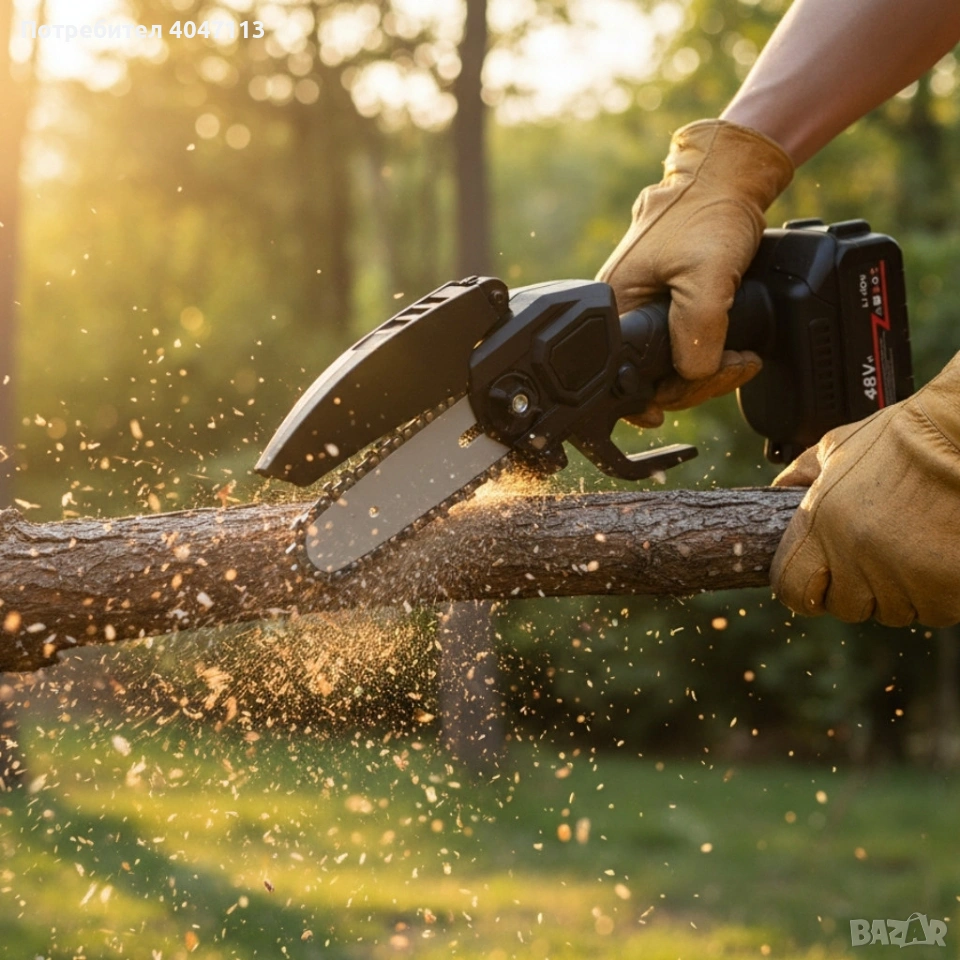 Акумулаторен мини верижен трион 6", Комплект с 2 батерии 6000mAh и куфар, снимка 1