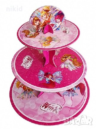 Winx Уинкс кукли 3 етажна Триетажна поставка стойка за мъфини картонена, снимка 1