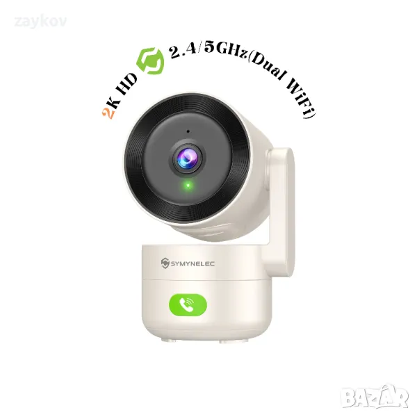SYMYNELEC C5 5GHz/2.4GHz Wi-Fi камера за вътрешна сигурност, интелигентен монитор за бебета, снимка 1