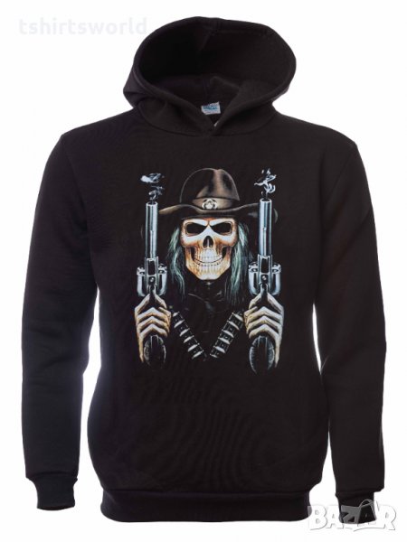 Нов детски суичър с дигитален печат Череп с пистолети, снимка 1