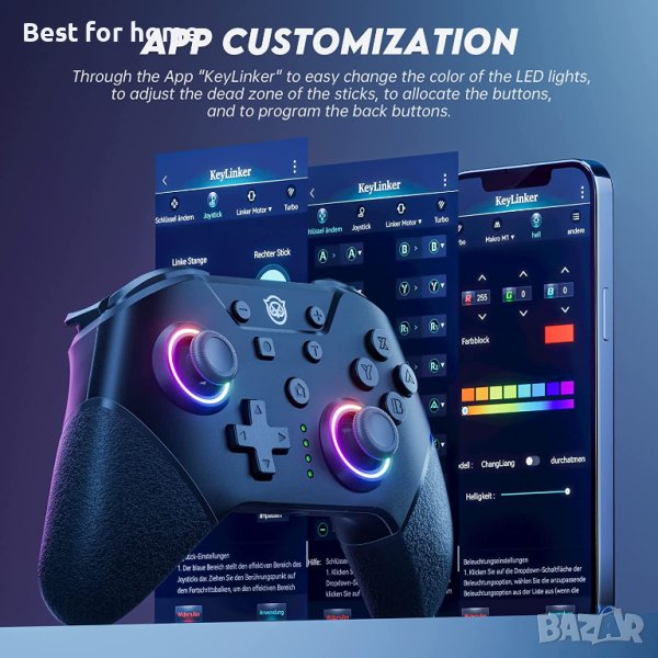 Контролер NYXI Switch Pro, контролери за безжичен превключвател с LED светлина, турбо контролер , снимка 1