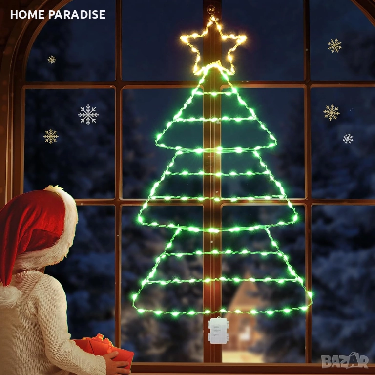  Коледни лампички за прозорец, изключително големи метални, 143LED 75cm, снимка 1