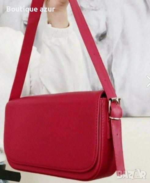 Елегантна червена дамска чанта в изчистен дизайн в класическо червено, снимка 1