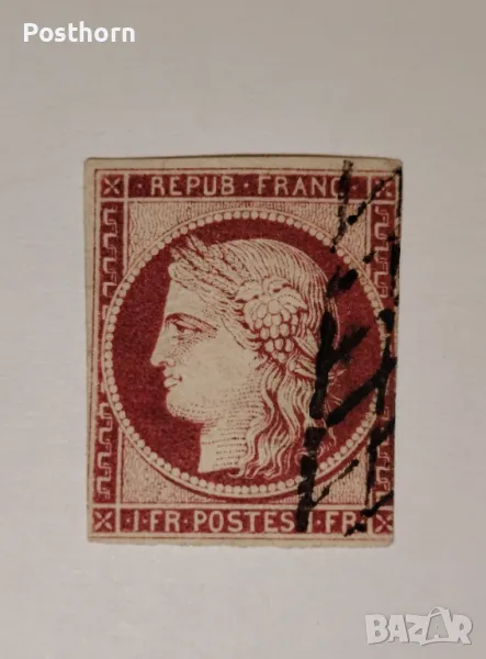 1849 Франция 1 Франк Церера Изключително рядка и красива с много висока каталожна стойност , снимка 1