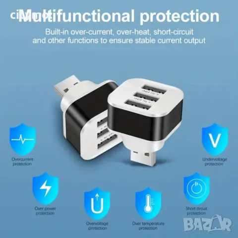 3 портов USB мини хъб, LED, снимка 3 - Други - 47509671