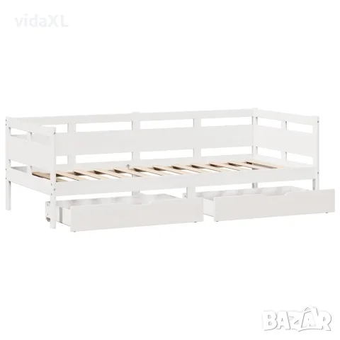 vidaXL Дневно легло с чекмеджета без матрак бял 90x190 см дърво масив, снимка 9 - Спални и легла - 56146958