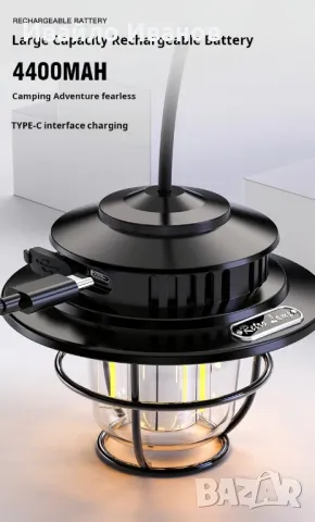 Туристически безжичен LED фенер с топла и студена светлина, IP65, снимка 3 - Лед осветление - 49684128