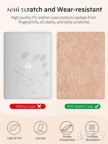 Калъф Ksriylm за MacBook Air 13-инчов, A1932 A2179 M1 A2337, розов, снимка 3 - Калъфи, кейсове - 48419131