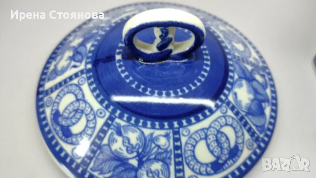 Стара, винтидж керамична кутия за бисквитки, произведена в периода между 1914 - 1920 г., снимка 16 - Антикварни и старинни предмети - 49337343