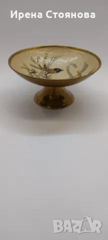 Винтидж месингова купа на столче, масивен месинг Индия. Ръчно рисувана, снимка 2 - Антикварни и старинни предмети - 49377235