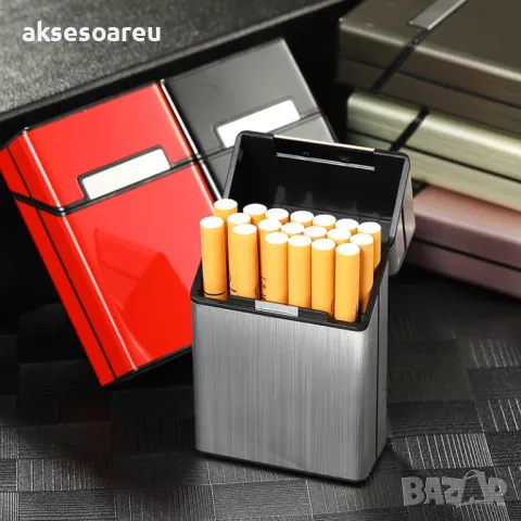 Качествена унисекс Джобна кутия за цигари калъф от алуминиева сплав табакера за пушачи за Подарък, снимка 16 - Табакери - 50233244