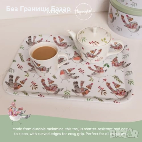 Нов Поднос за сервиране на напитки и храна 43.5x32 см коледен декор дом, снимка 4 - Други - 51889210