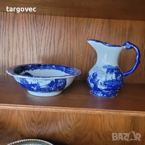 Разкошен санитарен комплект Холандия ръчно рисуван леген и кана порцелан