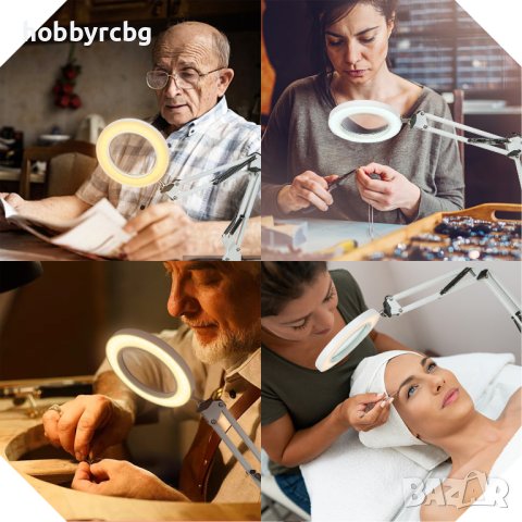 Настолна лампа с 3 режима на осветеност и вградена лупа с 8x увеличение, снимка 5 - Настолни лампи - 41404735