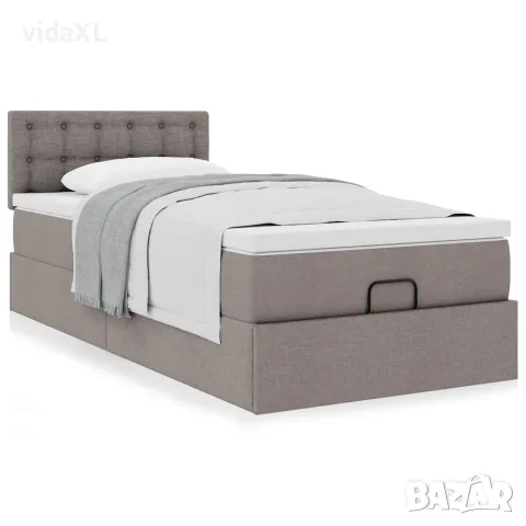 vidaXL Османска легло с матрак, таупе, 90x200 см, плат, снимка 4 - Спални и легла - 56147038
