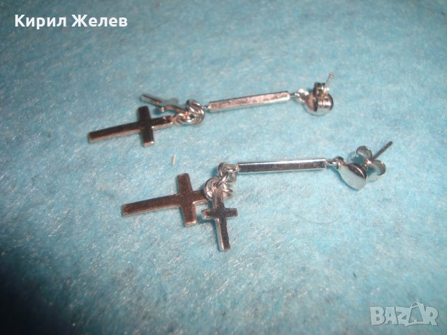 СРЕБЪРНИ АРТ ОБЕЦИ с КРЪСТЧЕТА СРЕБРО 925 с БЯЛА и ЖЪЛТА ПОЗЛАТА  НЕЖНИ КРАСИВИ 25624, снимка 12 - Обеци - 35760035