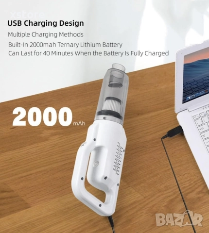 Акумулаторна безжична ръчна прахосмукачка 2 в 1, снимка 7 - Прахосмукачки - 52796036